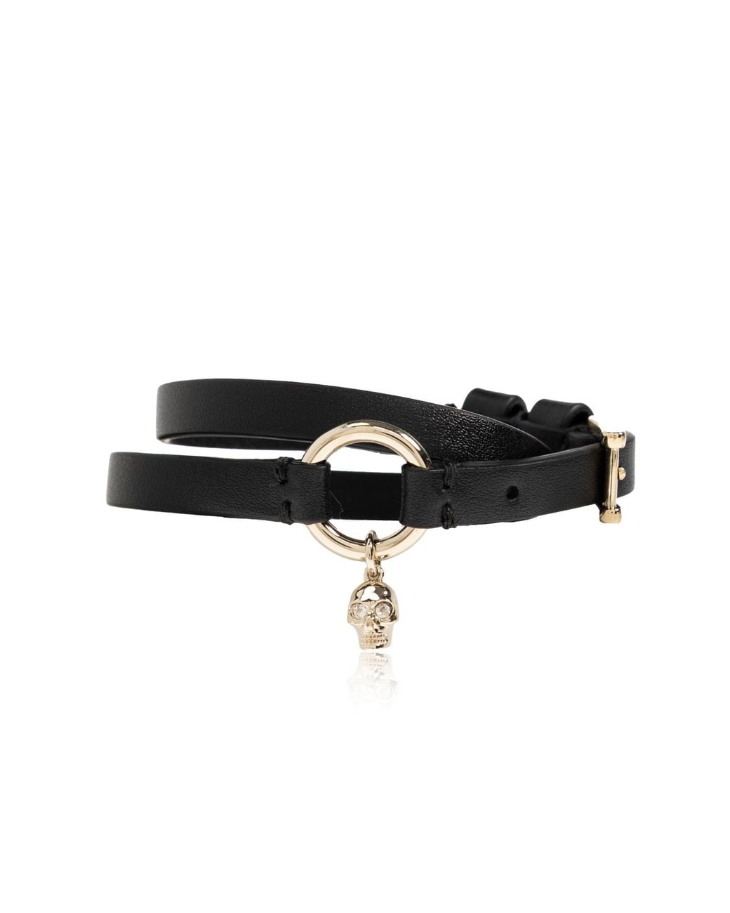 McQueen Black Leather Bracelet