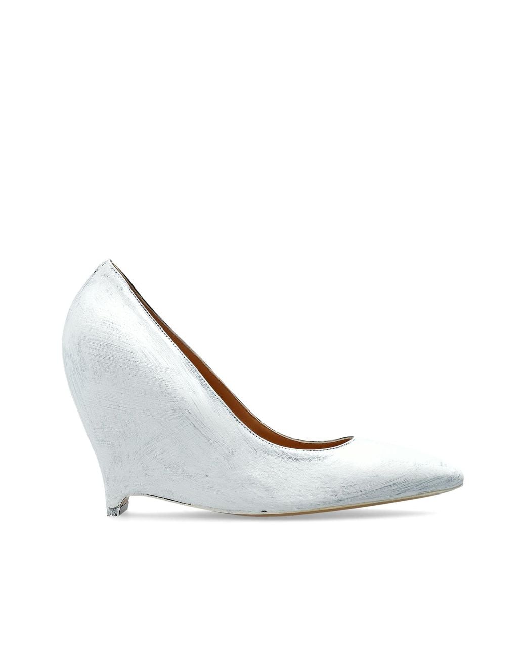 Maison Margiela White Leather Wedge Shoes
