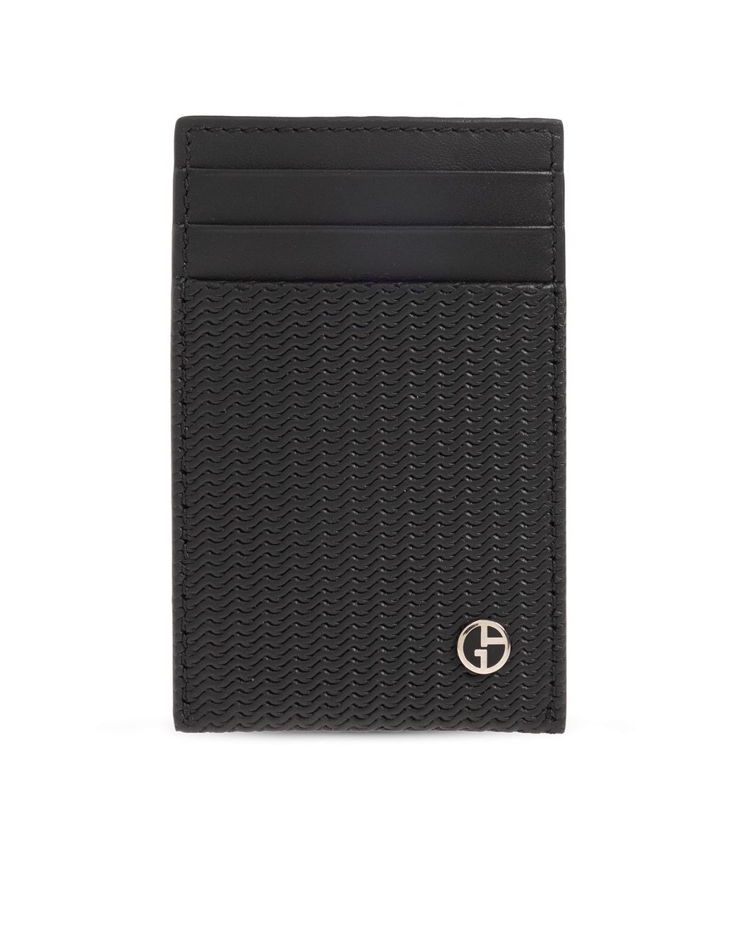 Giorgio Armani Black Card Case With Note Clip for men