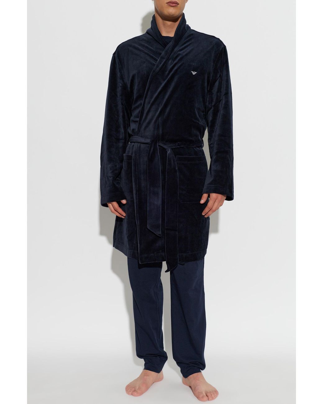 Emporio Armani Blue Belted Bathrobe for men