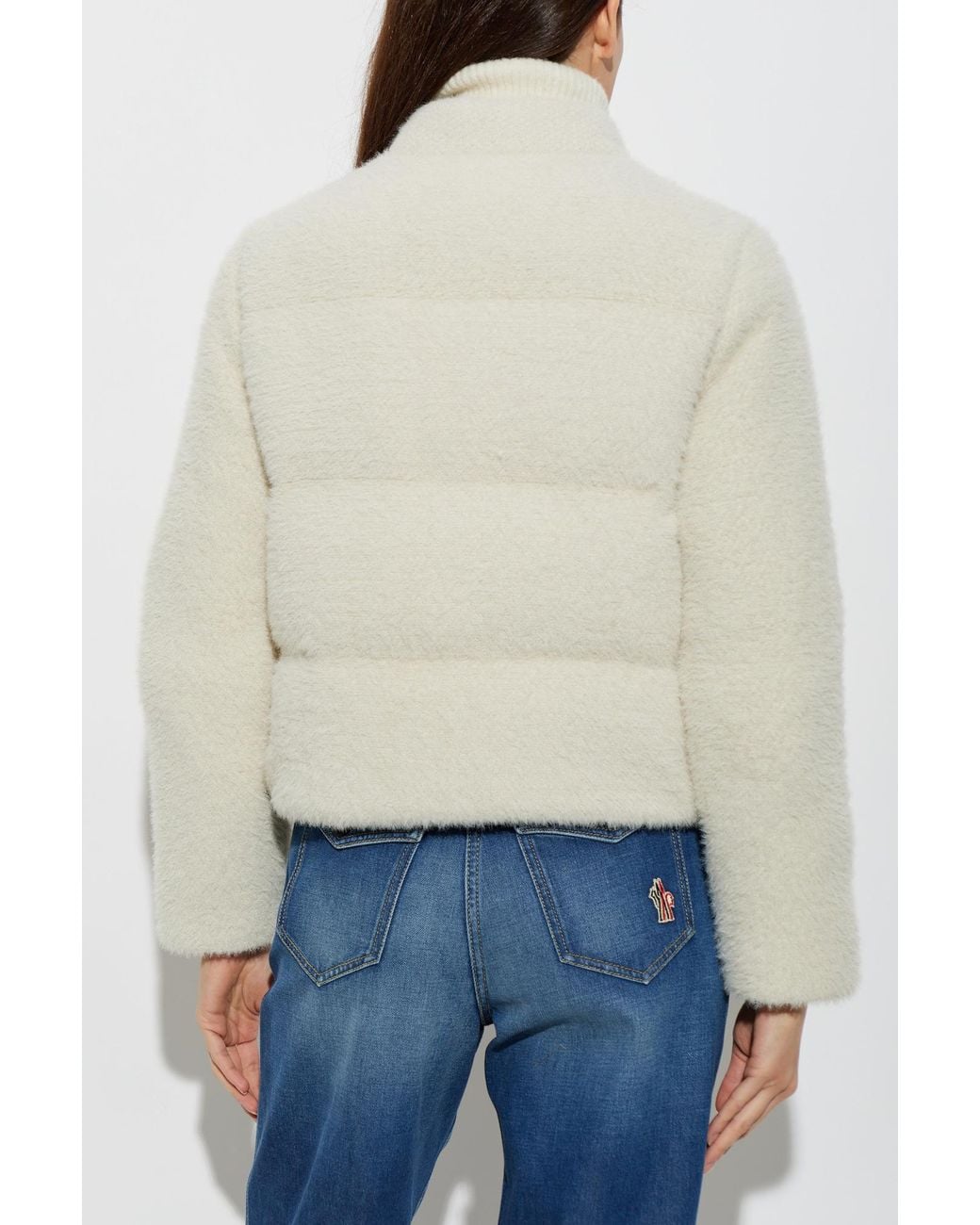 Moncler Natural Down Jacket With Logo Patch