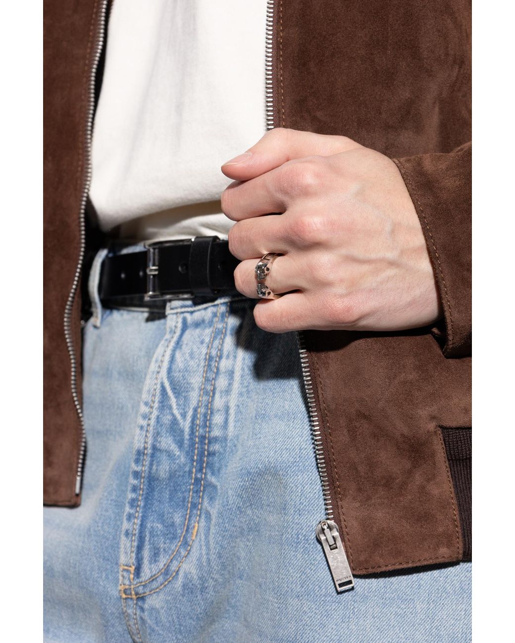 McQueen Metallic Brass Ring for men
