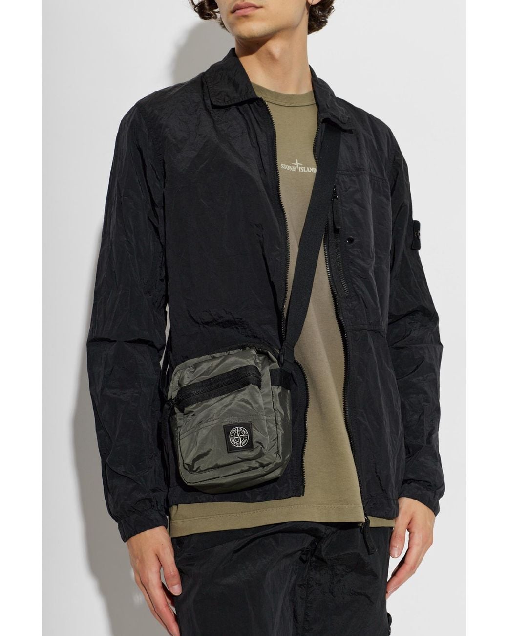 Stone Island Black Bag With Logo for men