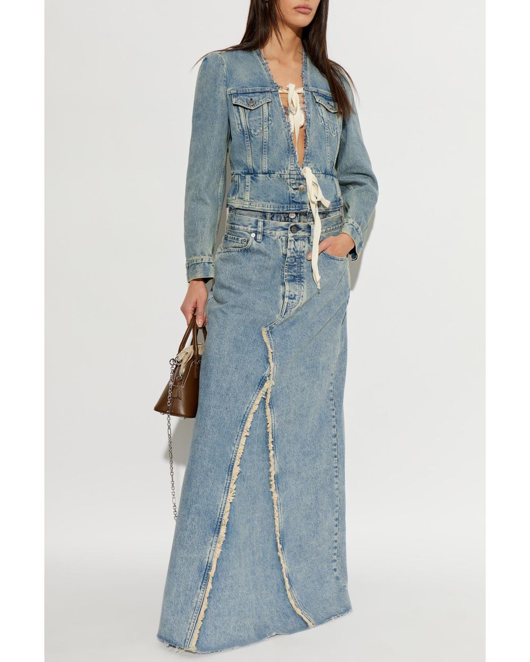 Maison Margiela Blue Denim Skirt With Raw Hem