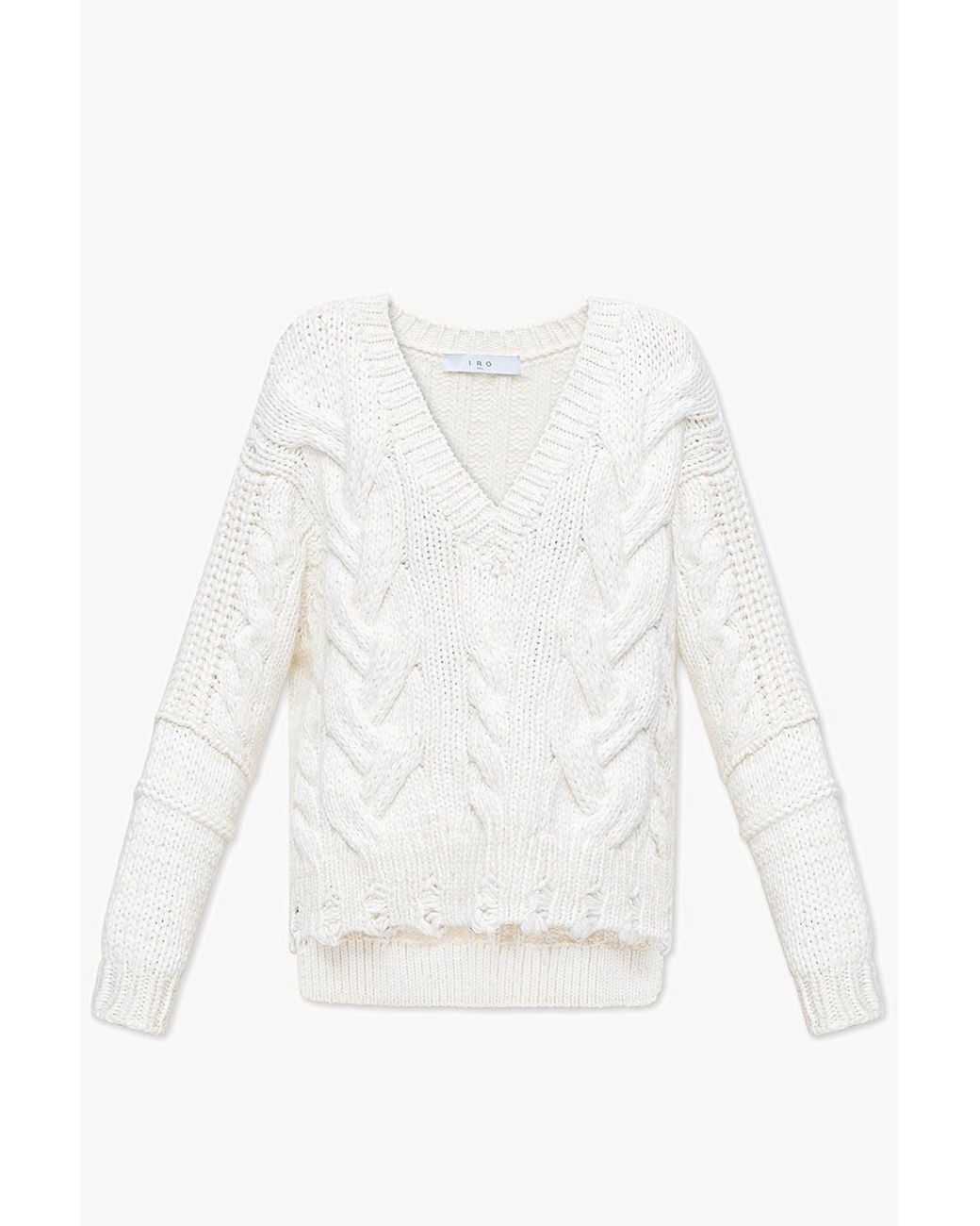 IRO Cotton Distressed Sweater in White | Lyst