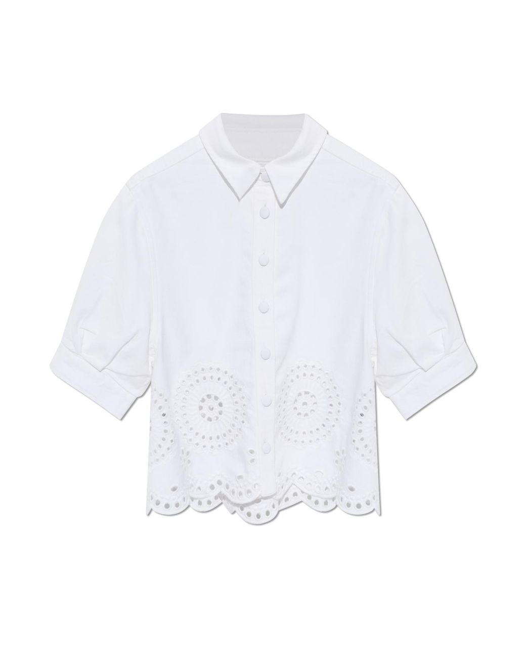 FRAME White Shirt With Openwork Trim