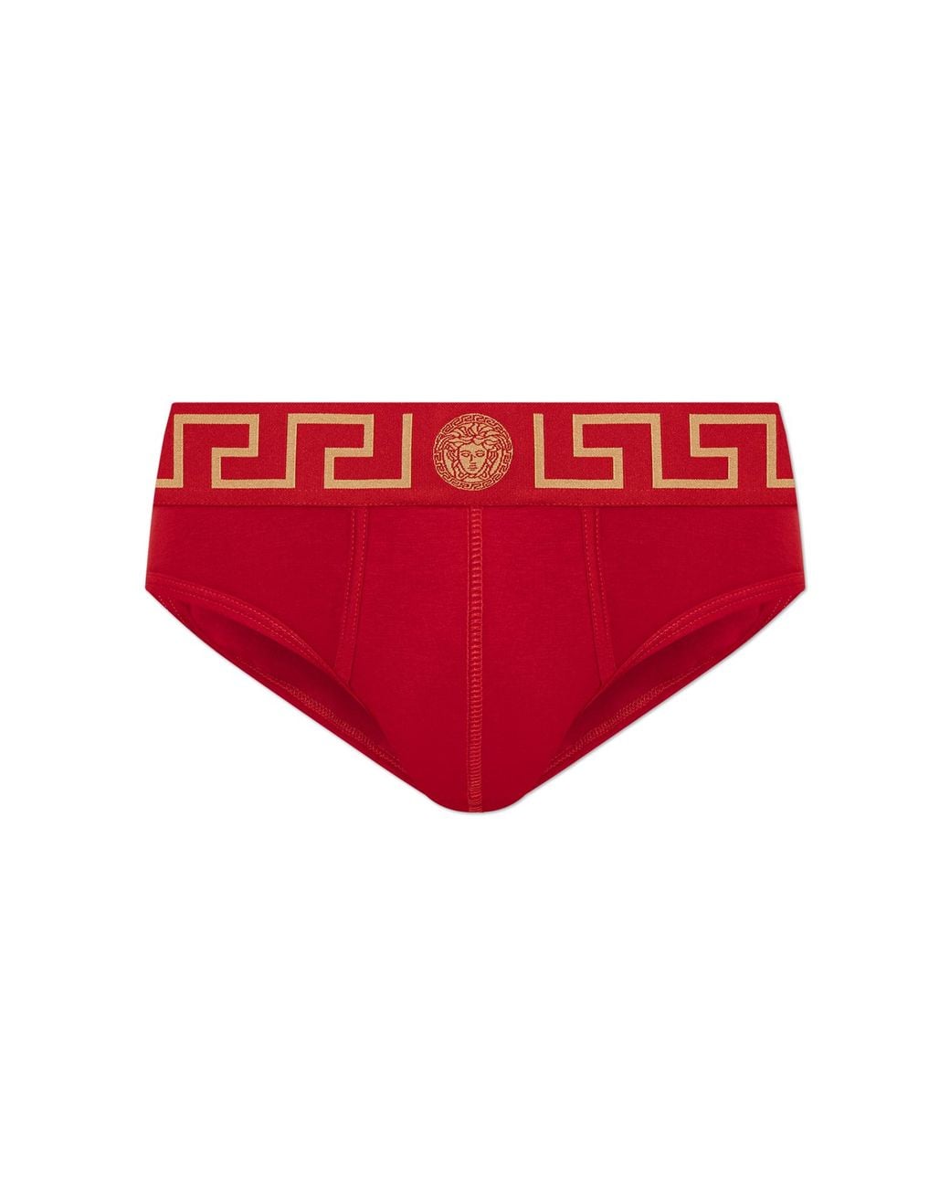 Versace Red Cotton Briefs With Logo for men