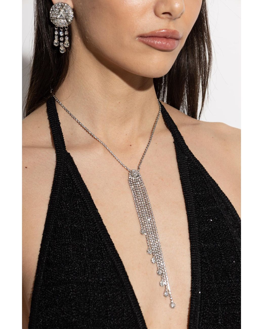 Alessandra Rich Metallic Necklace With Crystals