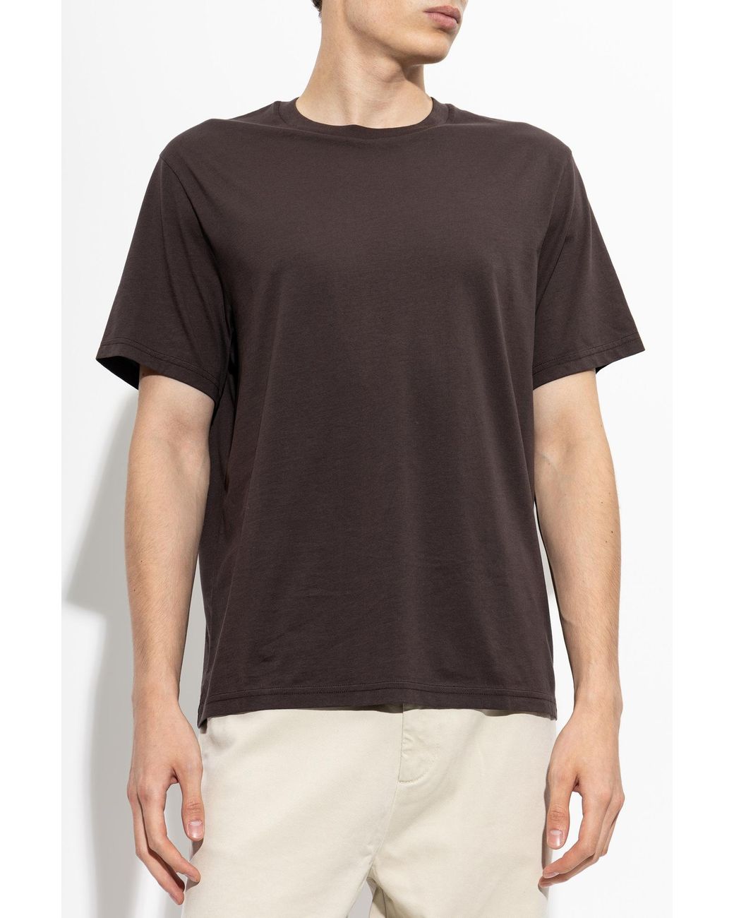 FRAME Brown Cotton T-Shirt With A Crew Neck for men