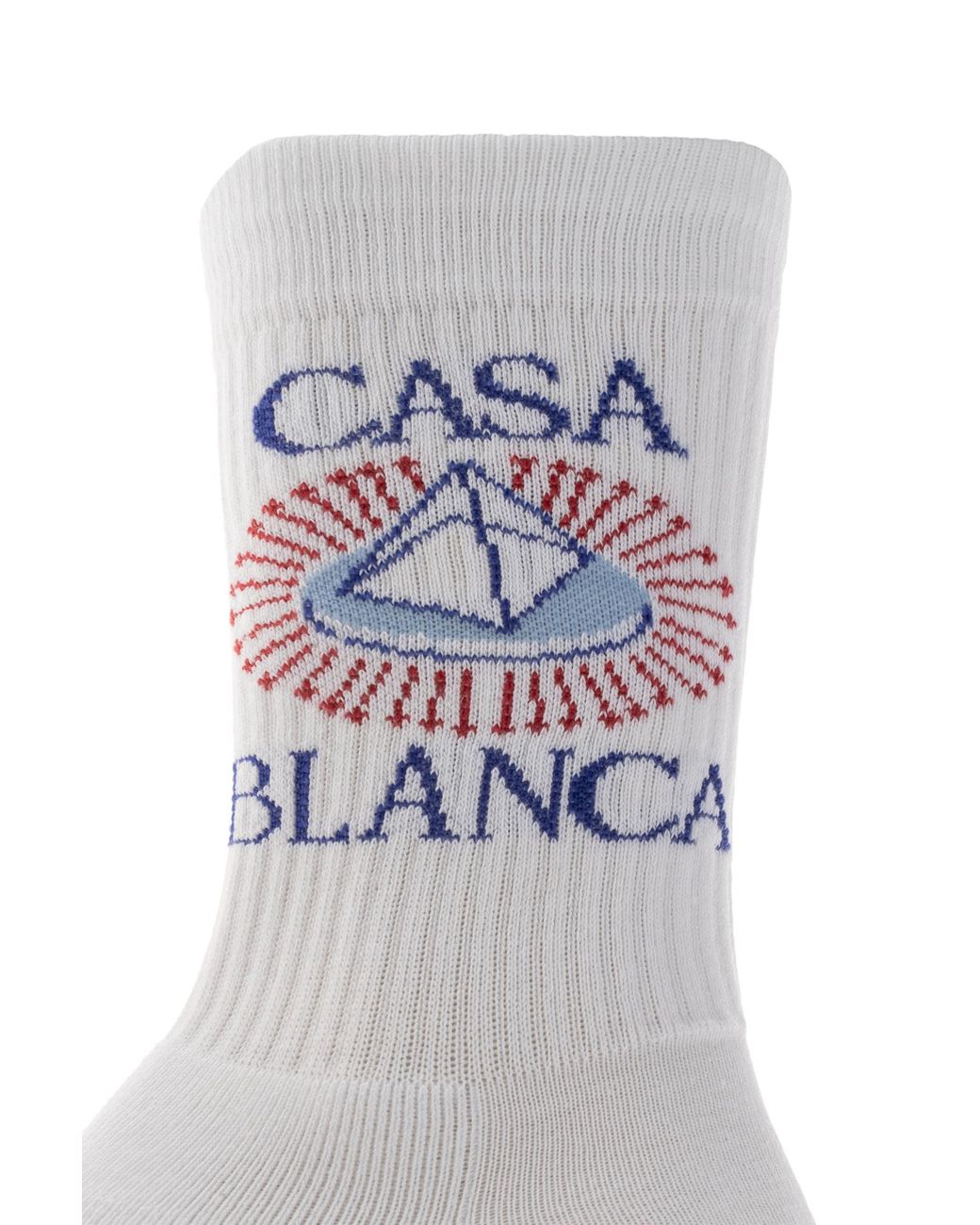 Casablanca White Cotton Logo Socks for men