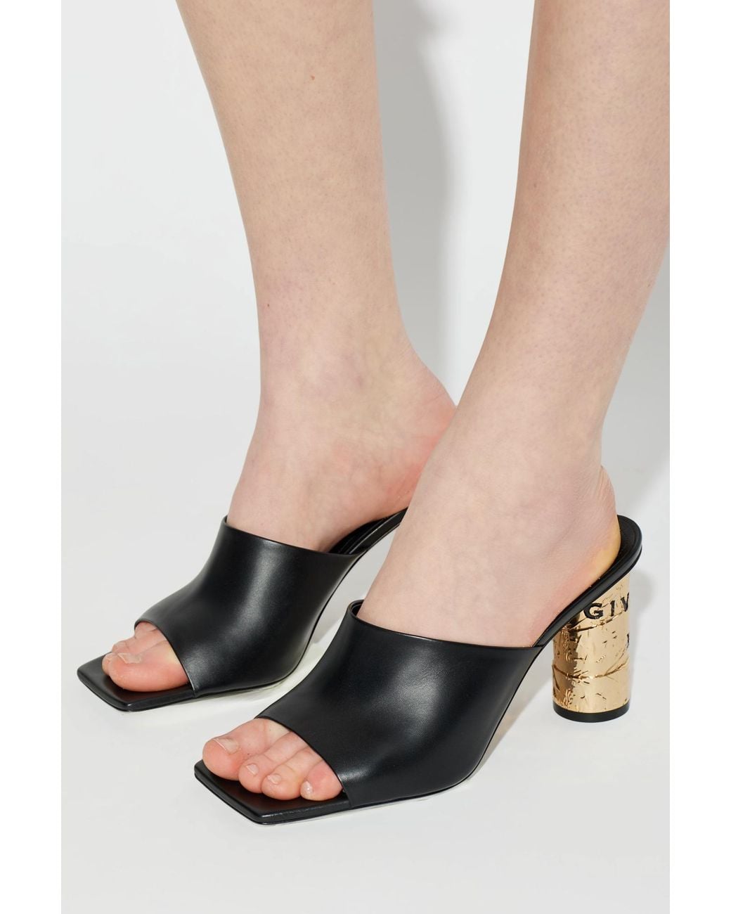 Givenchy Black Leather Heeled Mules