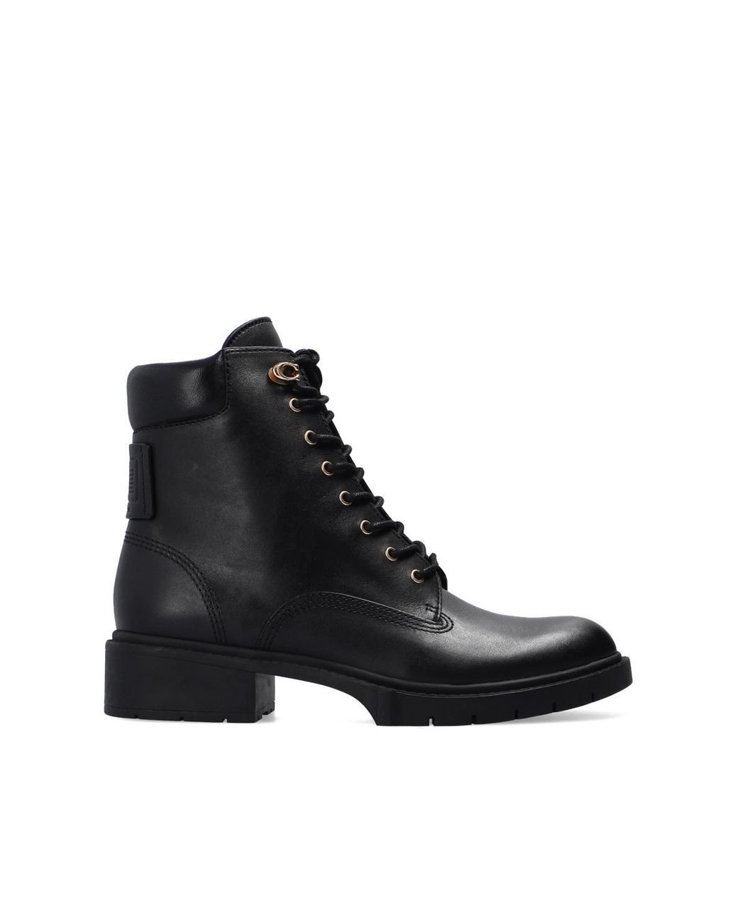 COACH 'lorimer' Military Boots in Black Lyst