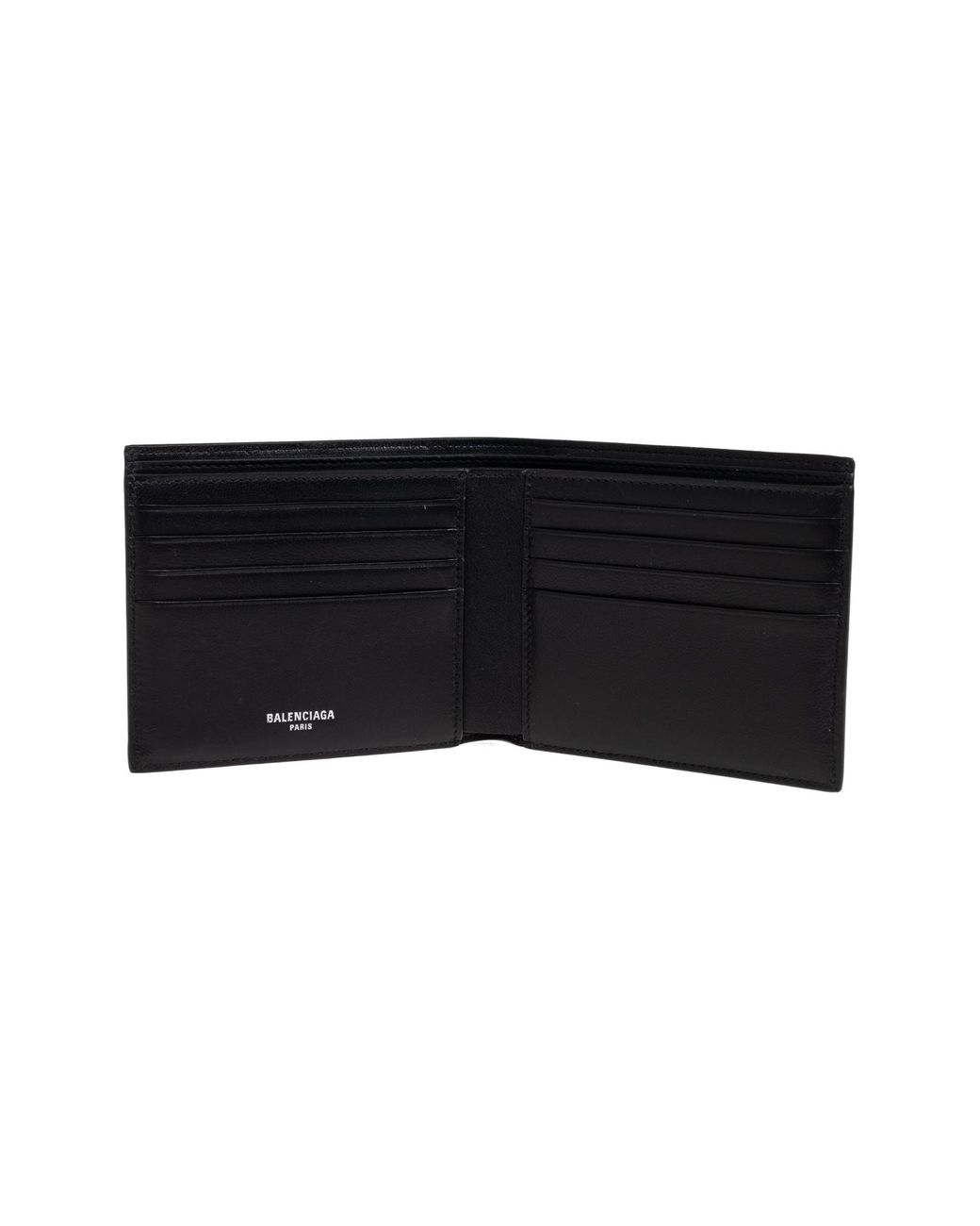 Balenciaga Black Leather Wallet With Print for men