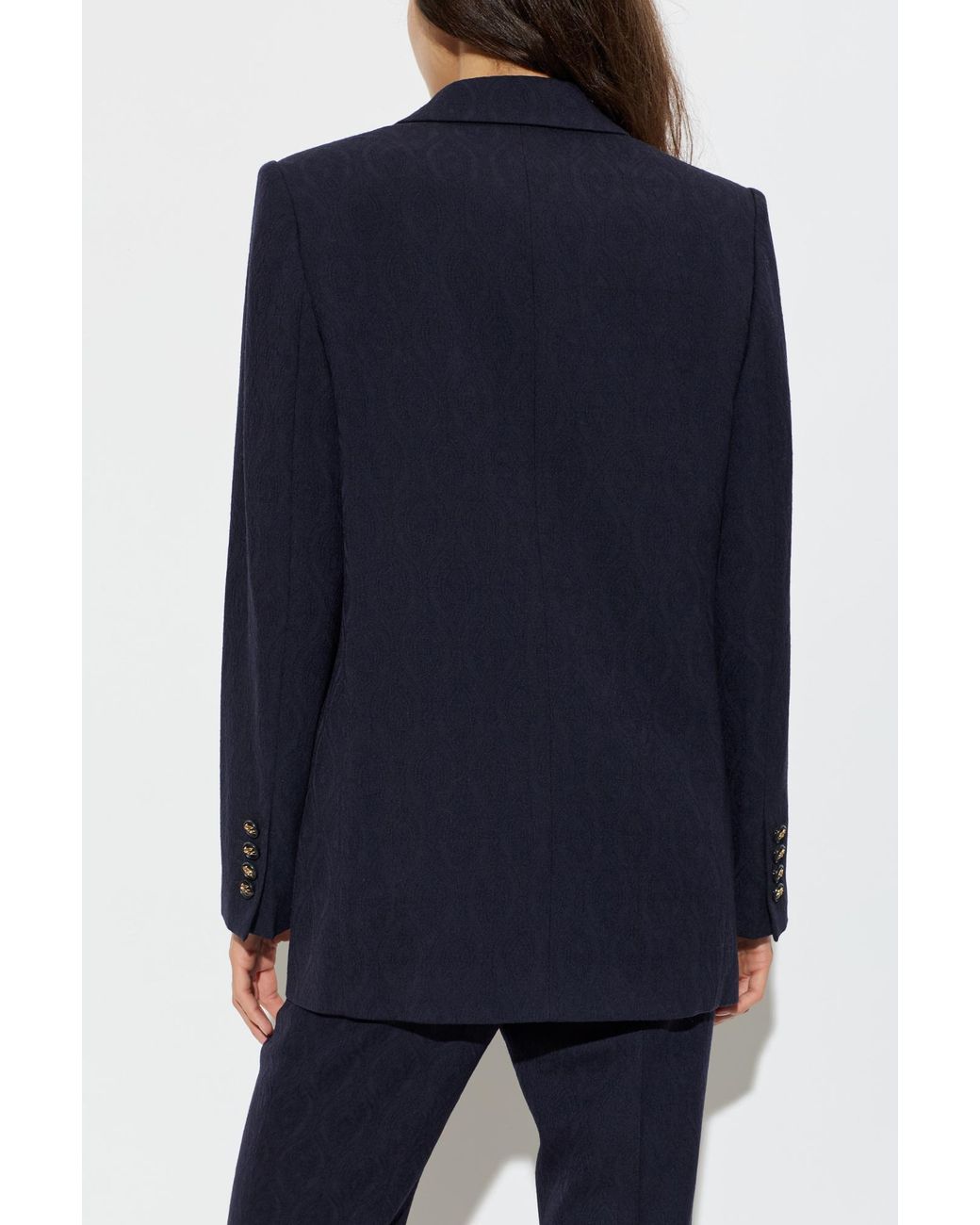 Etro Blue Double-Breasted Wool Blazer