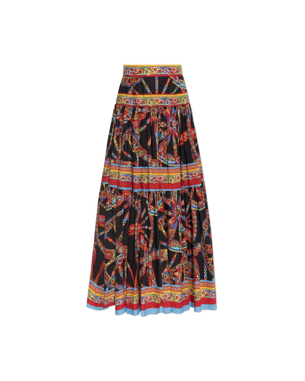 Dolce & Gabbana Red Skirt With 'Carretto' Print