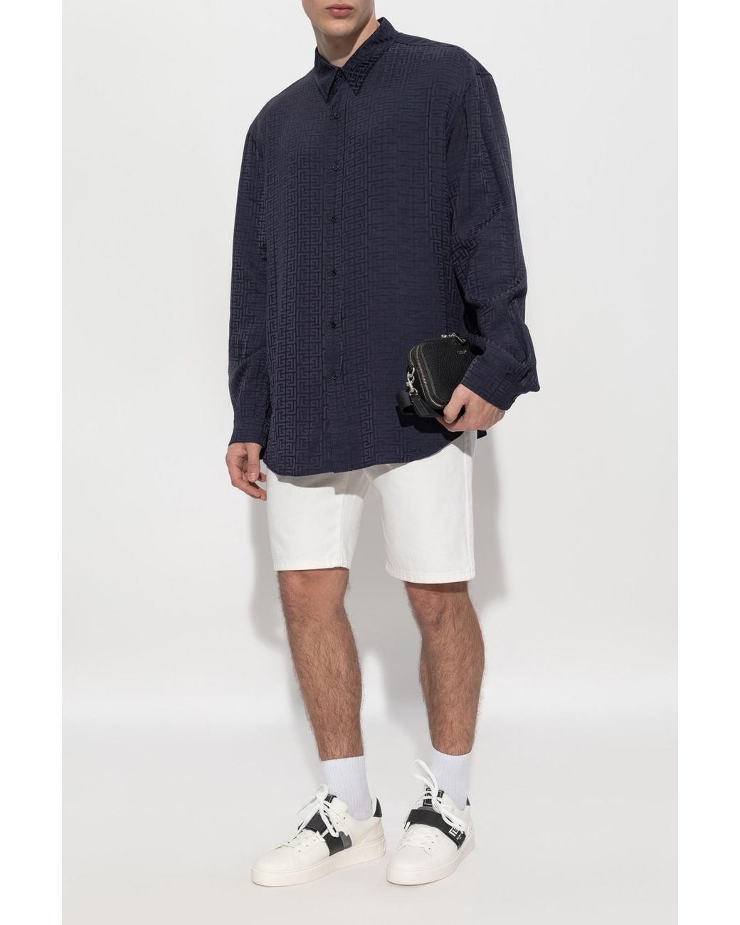Balmain Blue Shirt With Monogram for men
