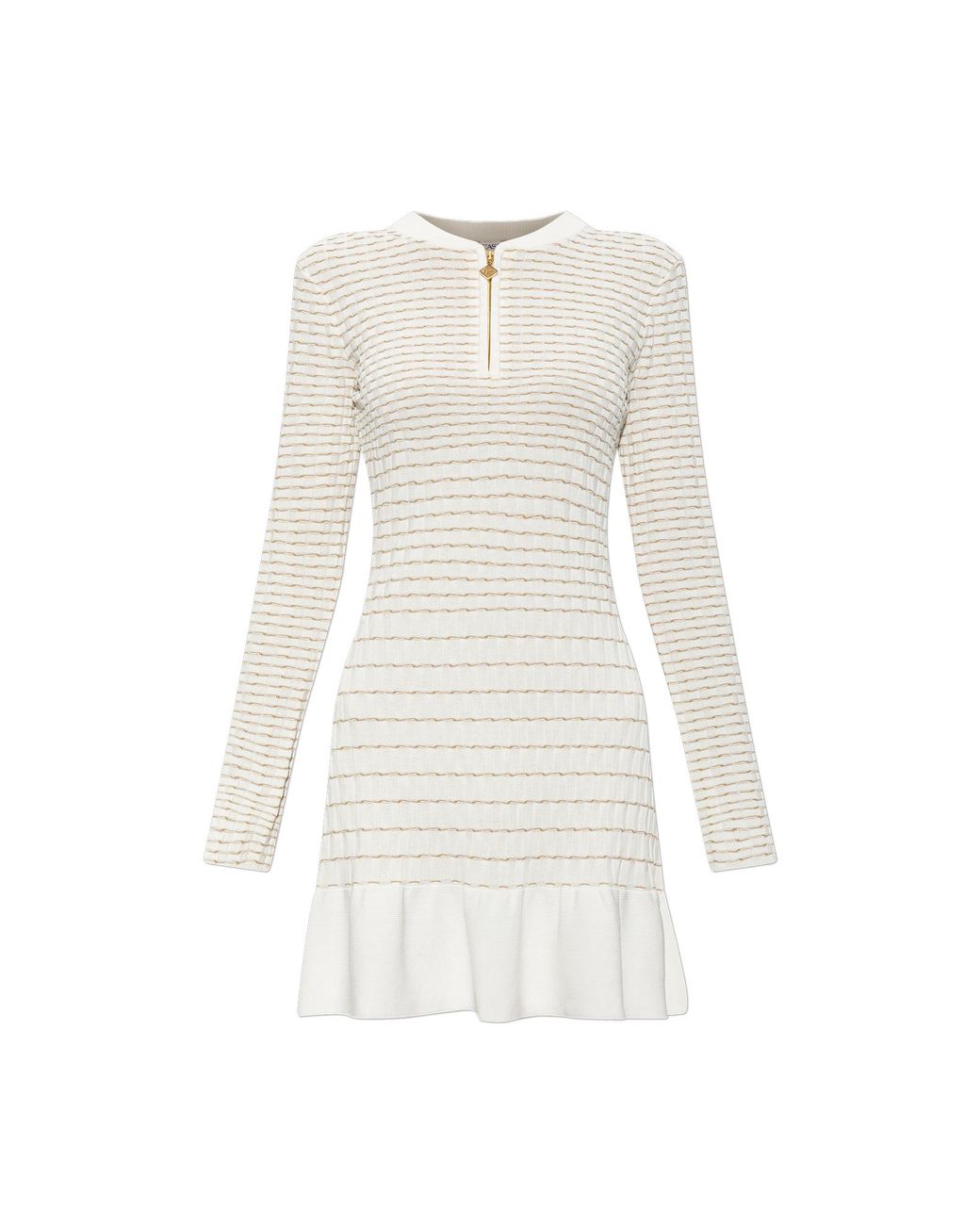Casablanca White Striped Pattern Dress