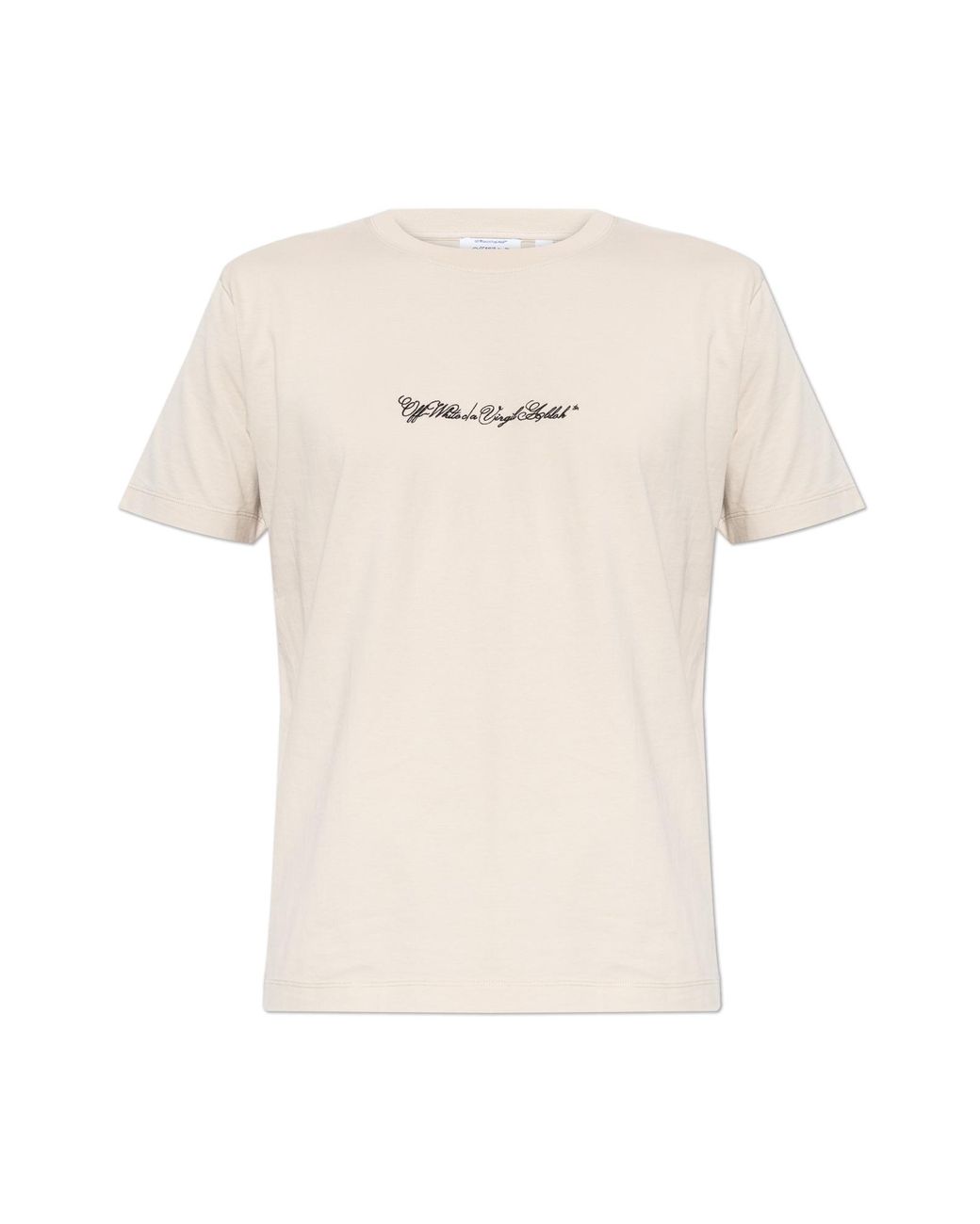 Off-White c/o Virgil Abloh Natural T-Shirt With Embroidered Logo for men