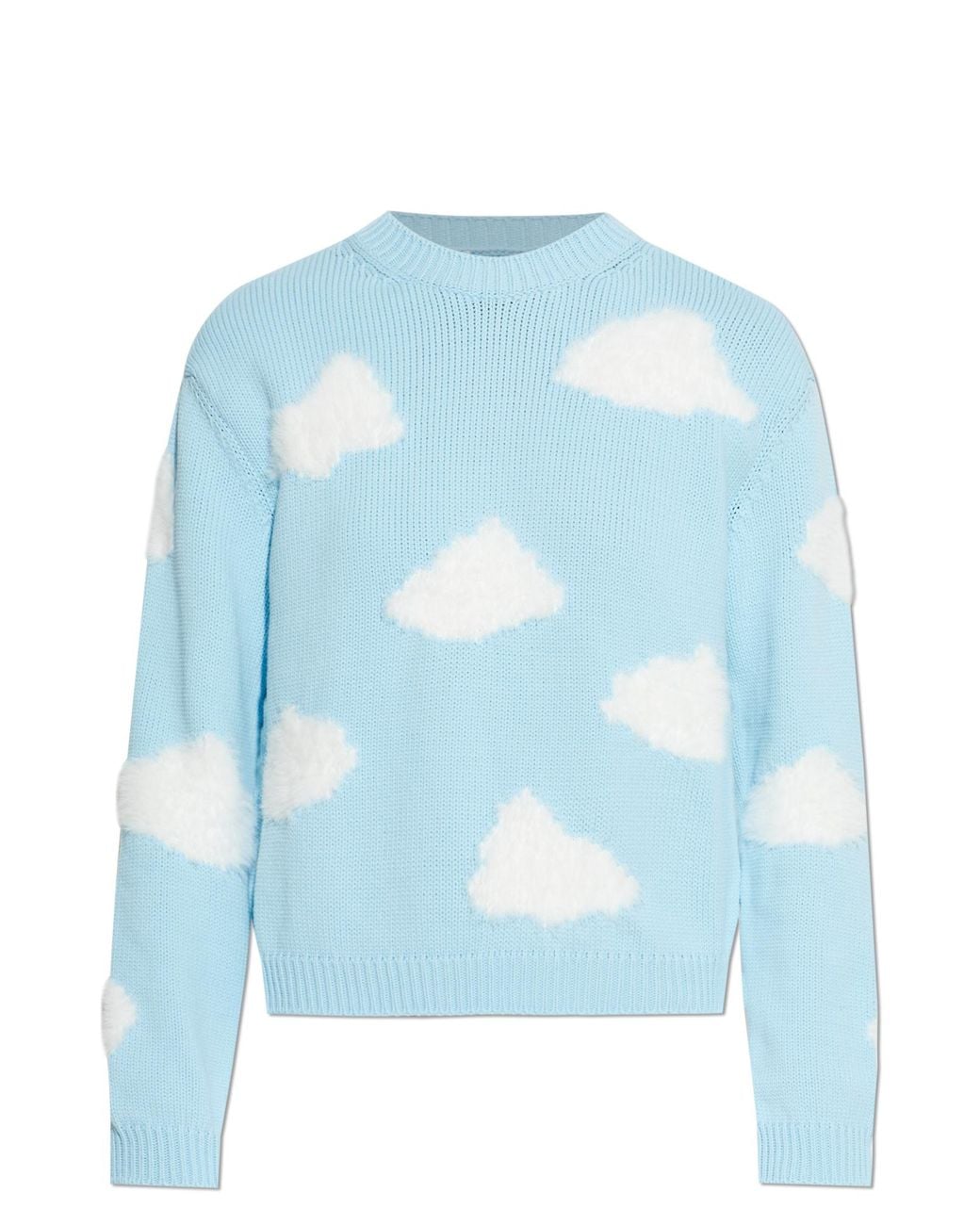 Moschino Blue Sweater With Embroidered Embellishments