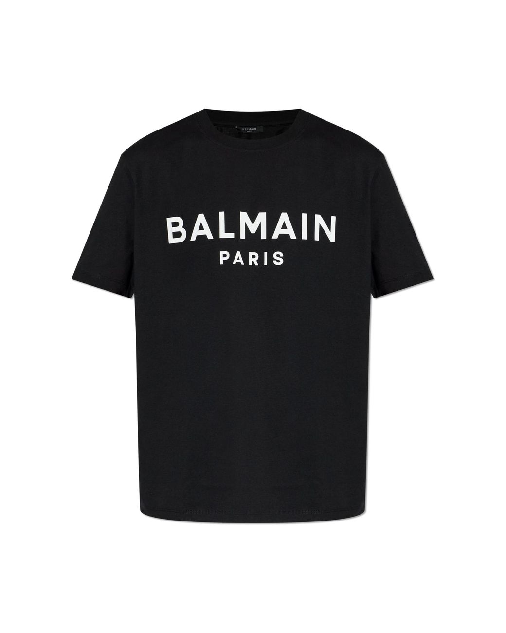 Balmain Black T-Shirt With Printed Logo for men