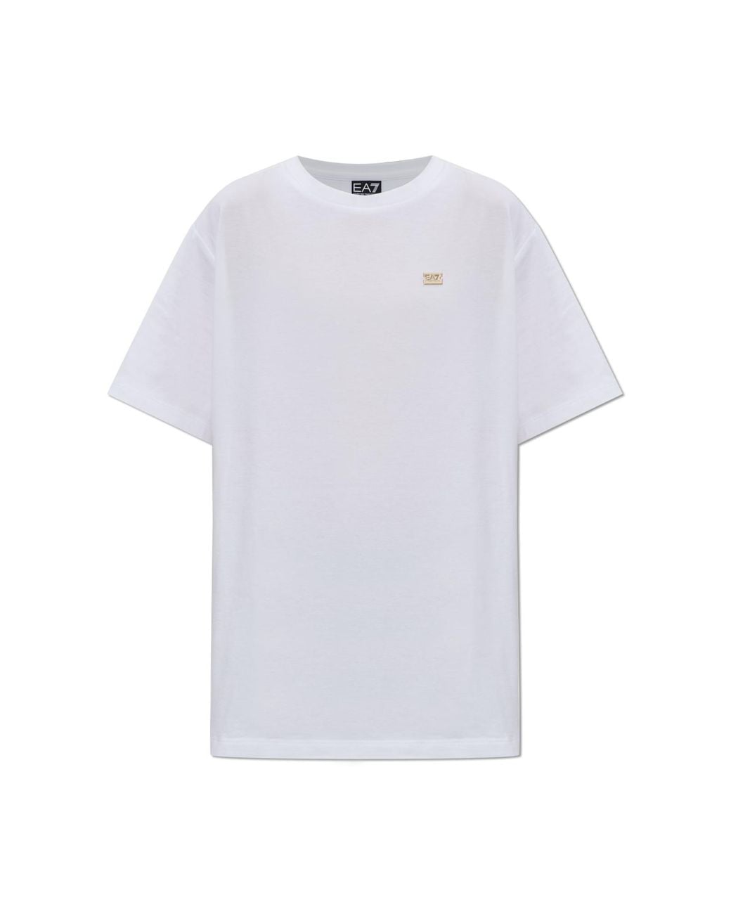 EA7 White T-Shirt With Logo Patch