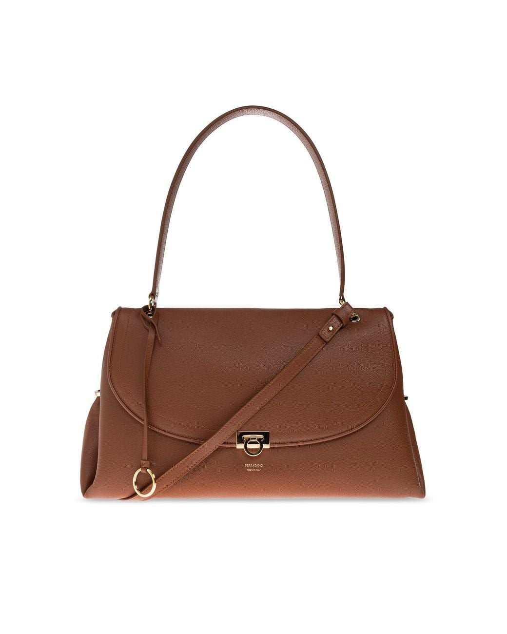 Ferragamo Brown Leather Bag With Logo