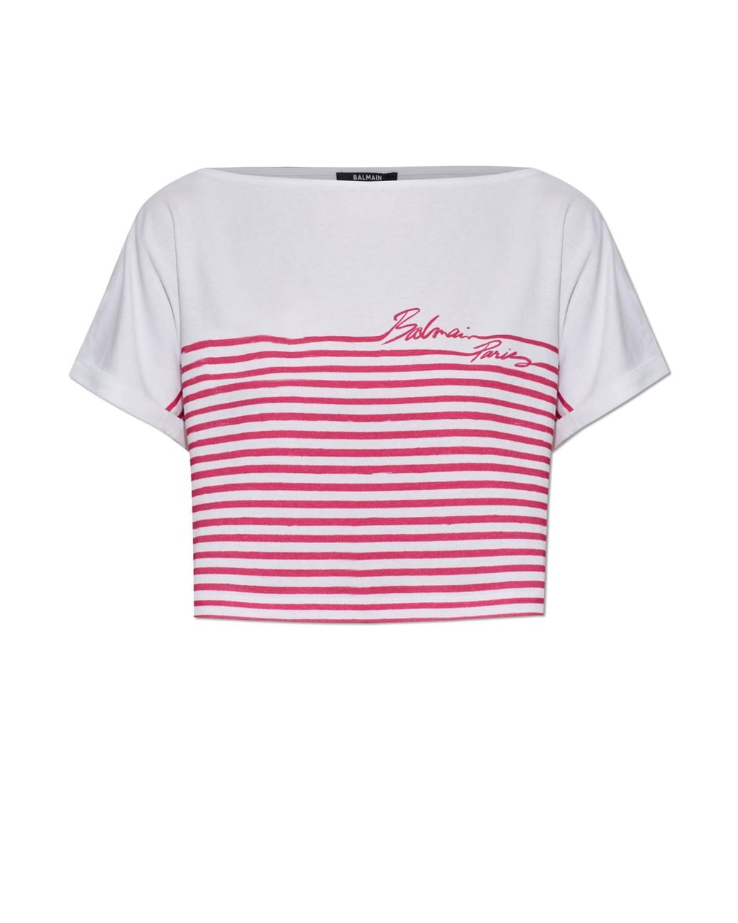 Balmain Red Top With A Striped Pattern