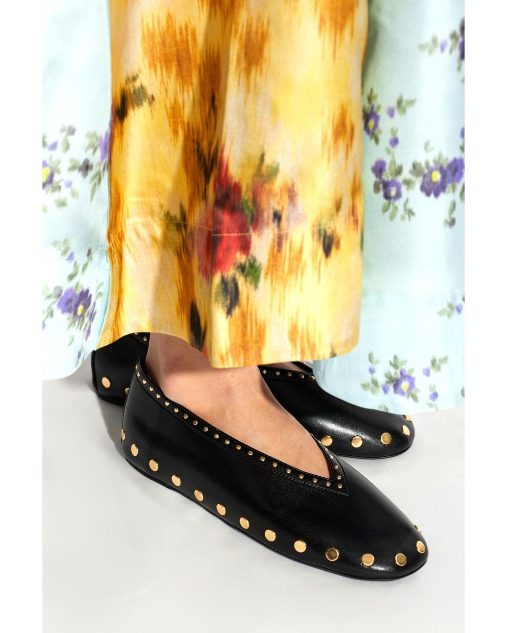 Ganni Black Ballet Flats With Studs