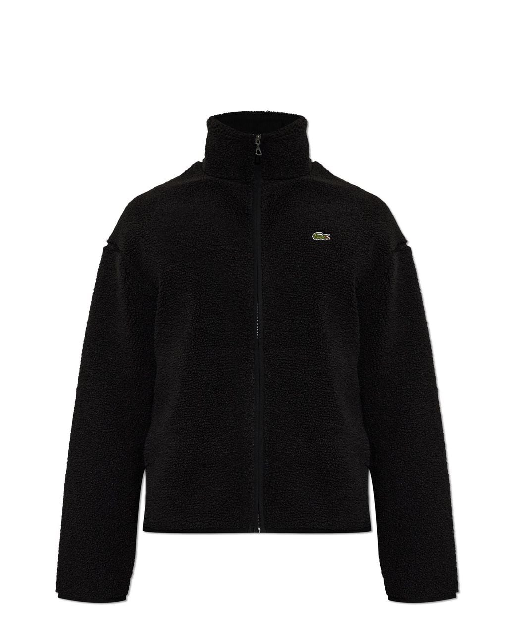 Lacoste Black Teddy Fleece With Stand-Up Collar for men