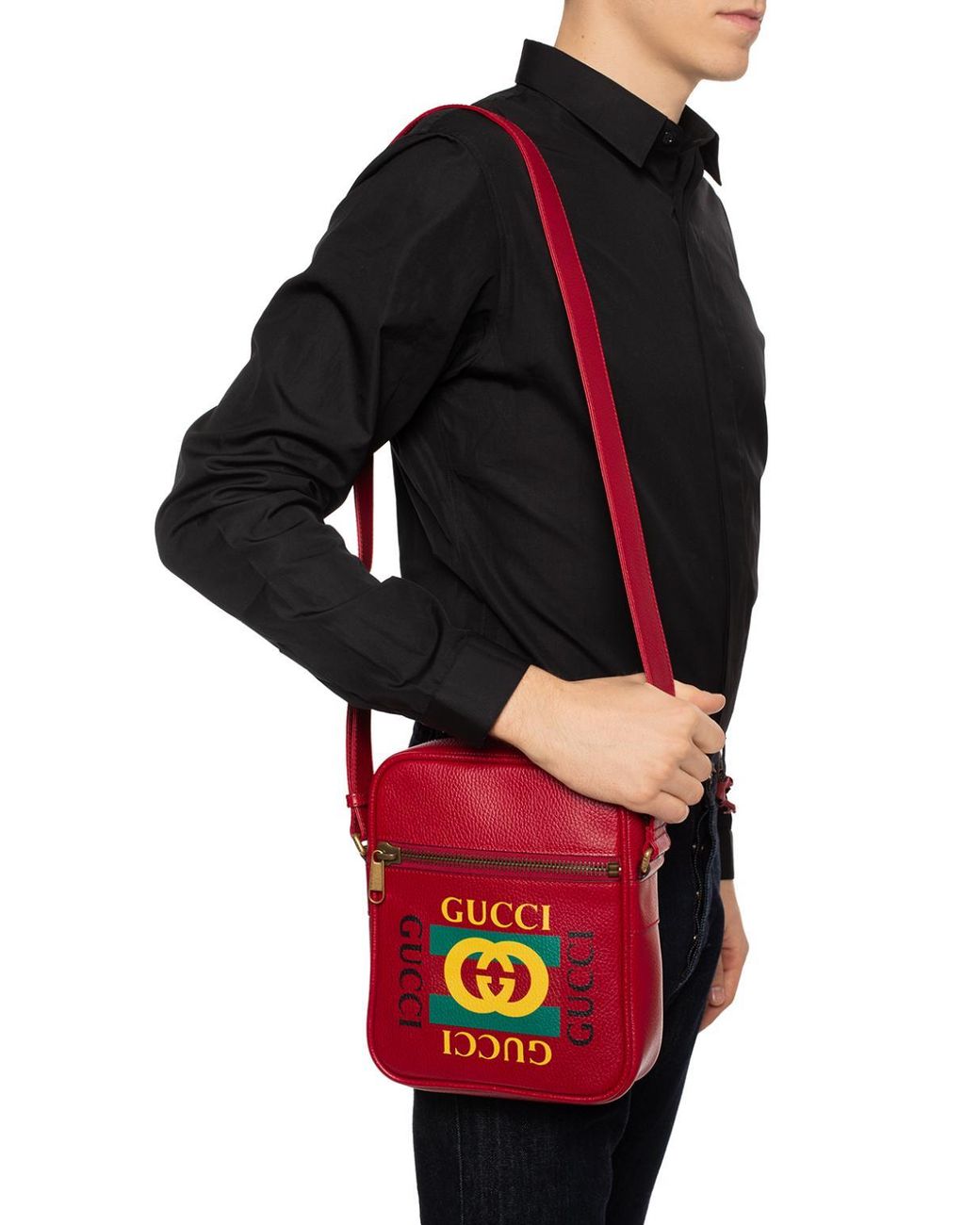 Gucci Print Messenger Bag in Red for Men | Lyst