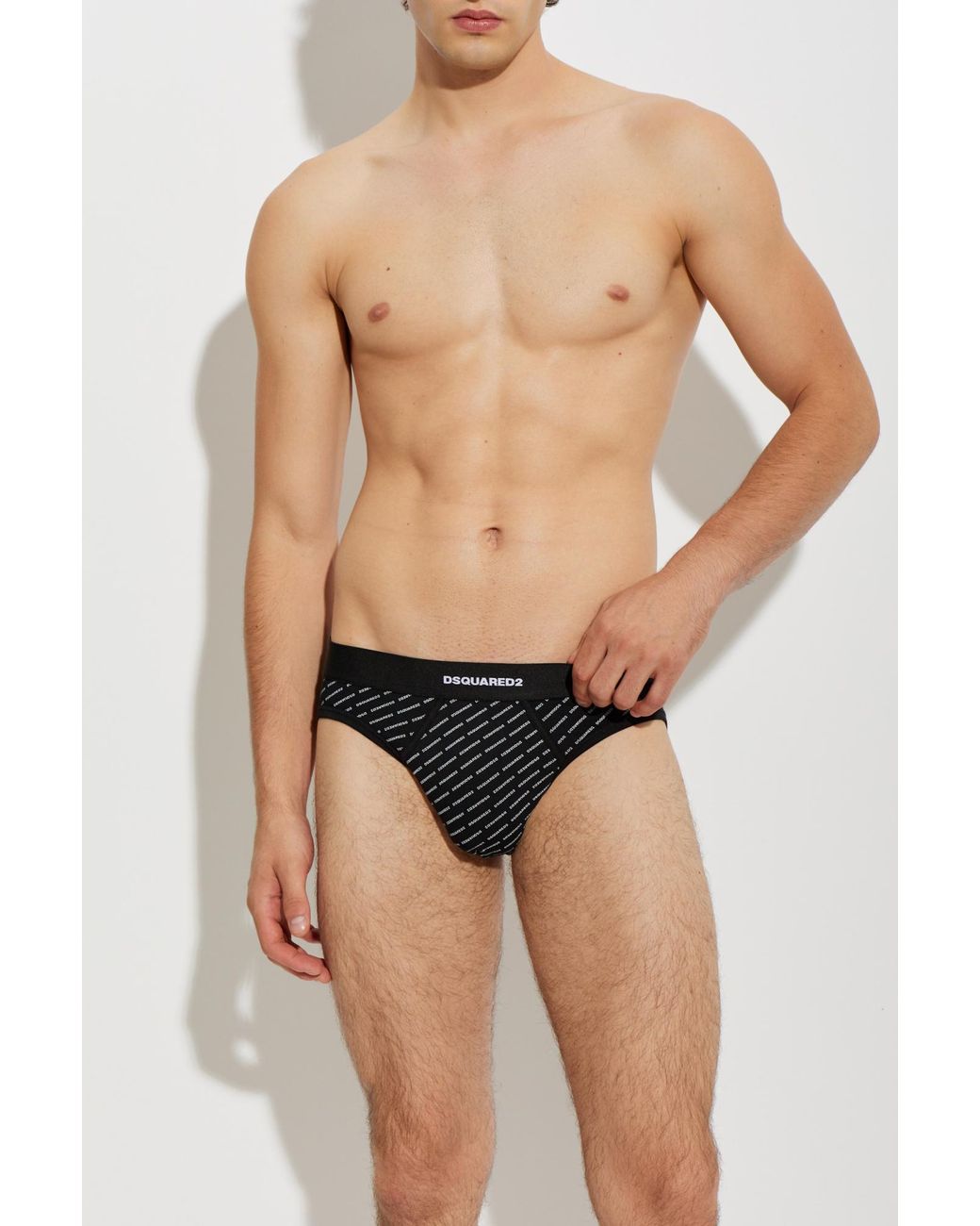 DSquared² Black Cotton Briefs With Monogram for men