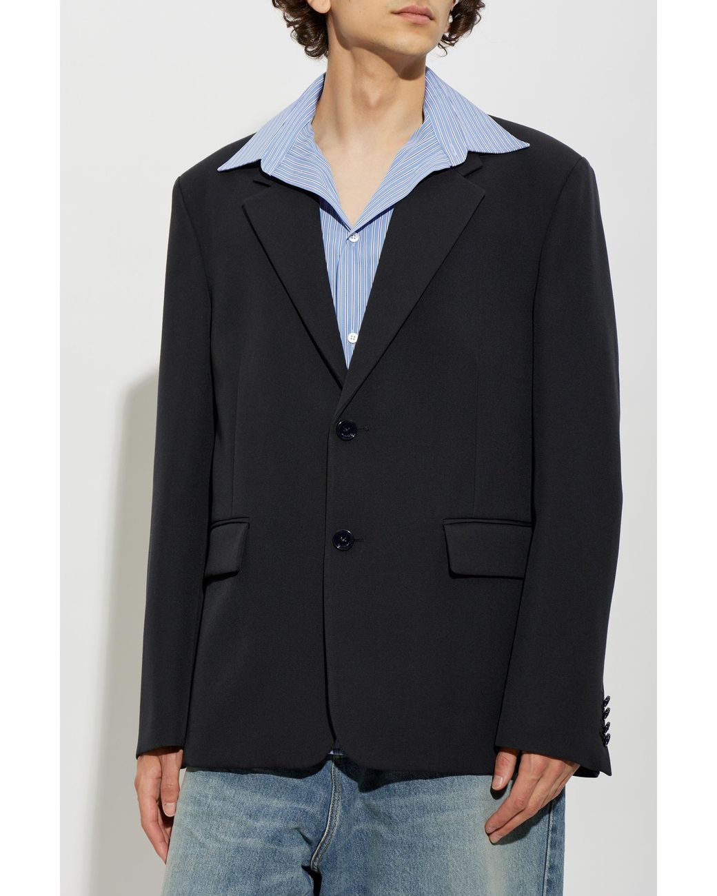 Balenciaga Black Oversized Wool Blazer for men