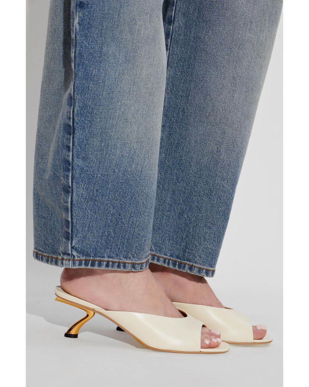 Ferragamo Natural Heeled Mules "Igea"