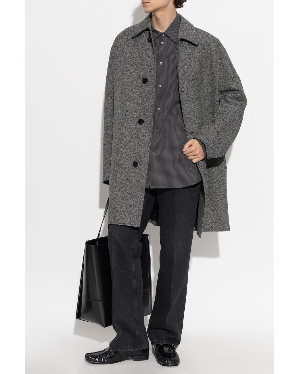 Marni Gray Cotton Checked Shirt for men