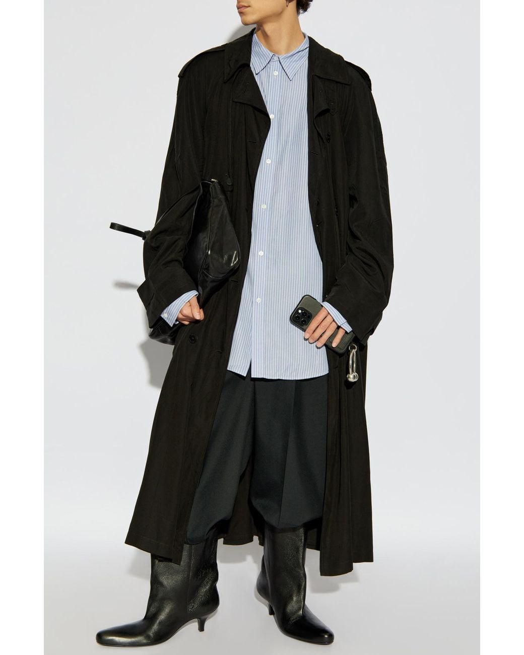 Balenciaga Black Trench Coat With Belt for men