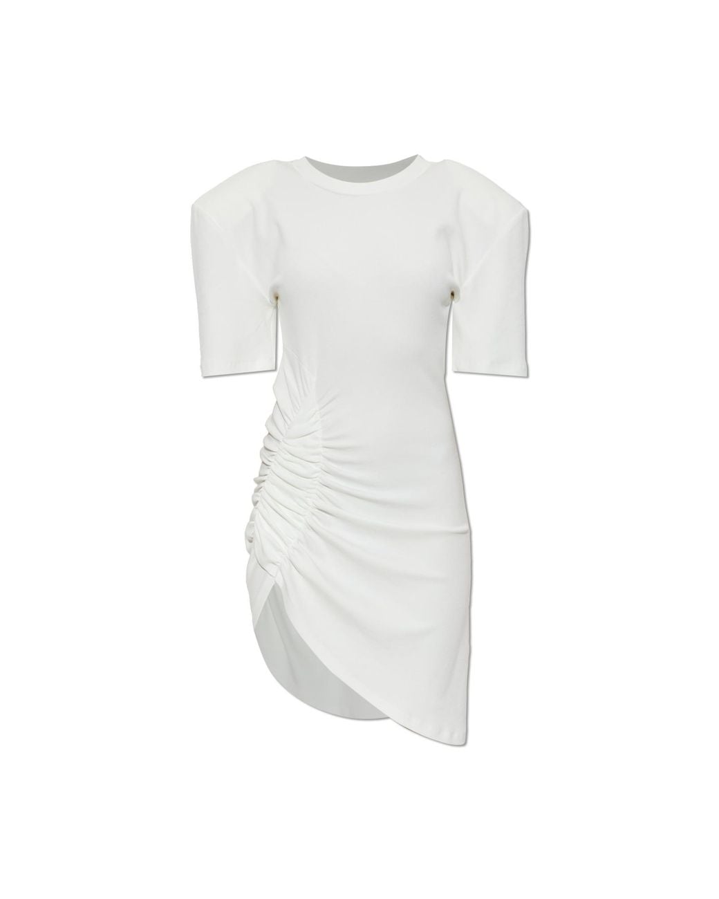 The Mannei White Ribbed Dress With Draping