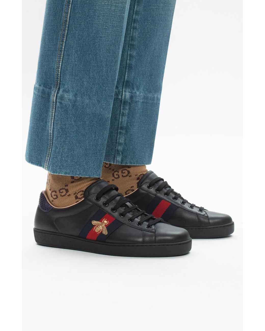 Gucci Bee-embroidered Sneakers in Blue for Men | Lyst