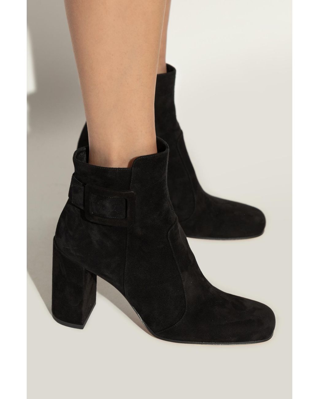 Roger Vivier Black Suede Heeled Ankle Boots