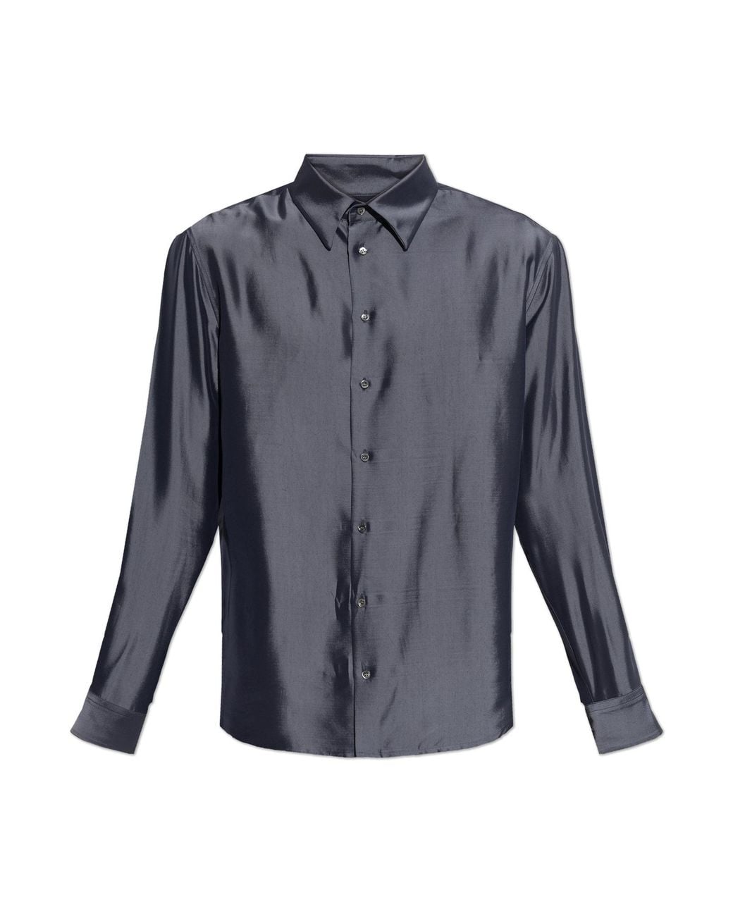 Giorgio Armani Blue Satin Shirt for men