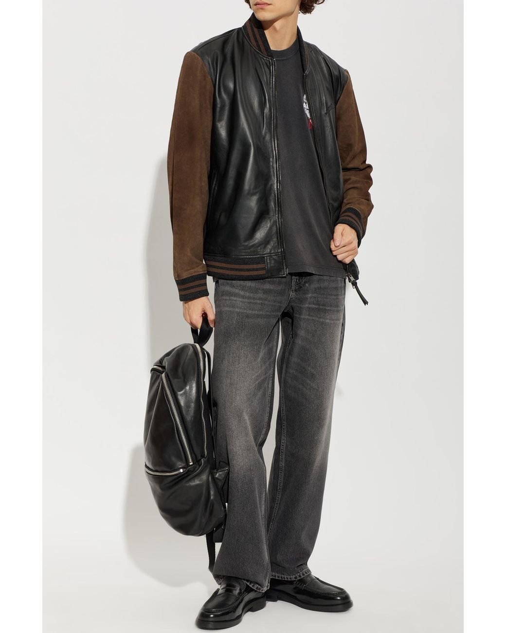 AllSaints Black 'Blanco' Leather Bomber Jacket for men