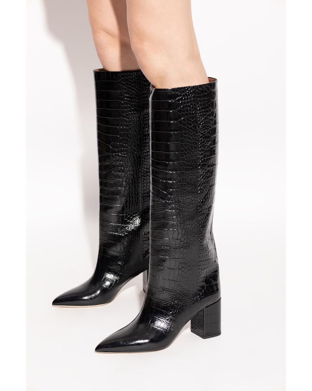 Paris Texas Black Heeled Boots 'Anja'