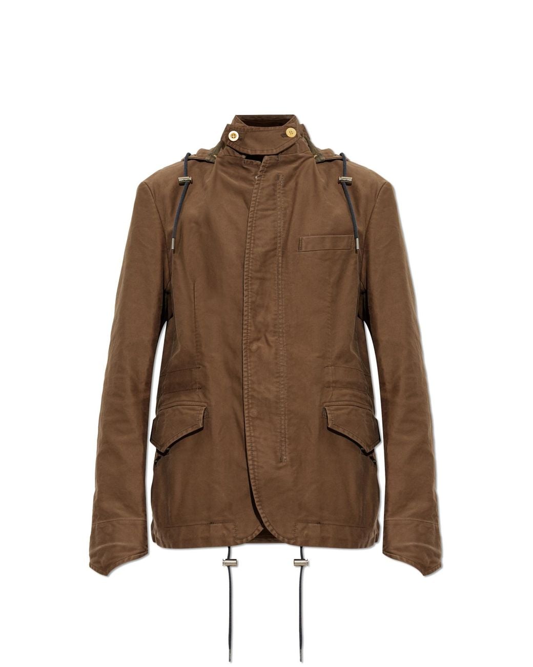 Sacai Brown Jacket With Detachable Hood for men