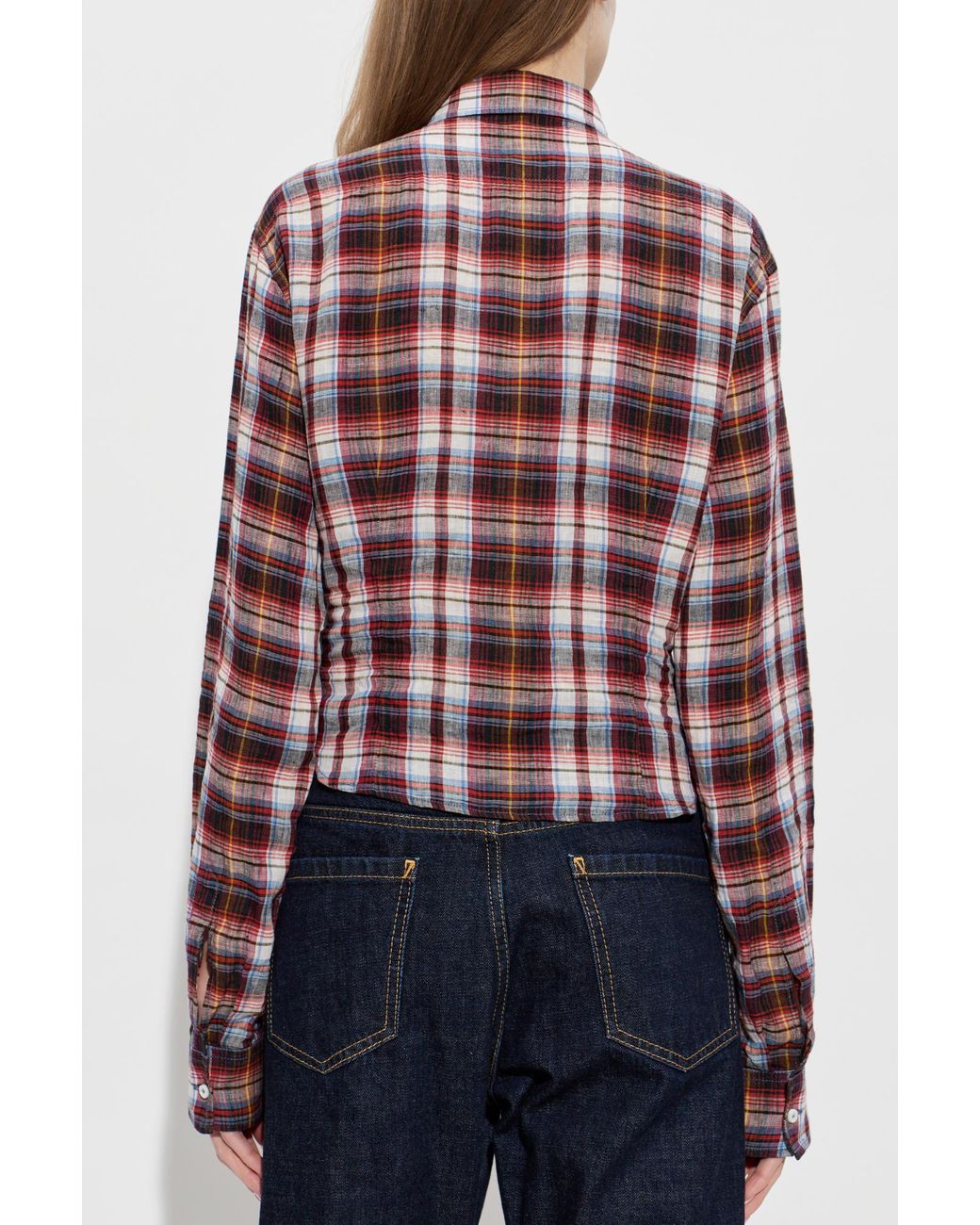 DSquared² Blue Linen Shirt With A Check Pattern