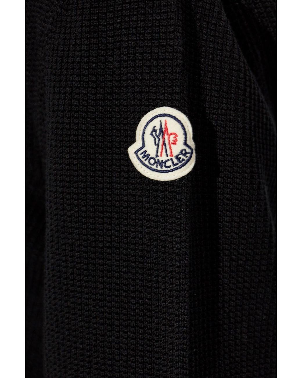 Moncler Black Cardigan With Logo Patch for men