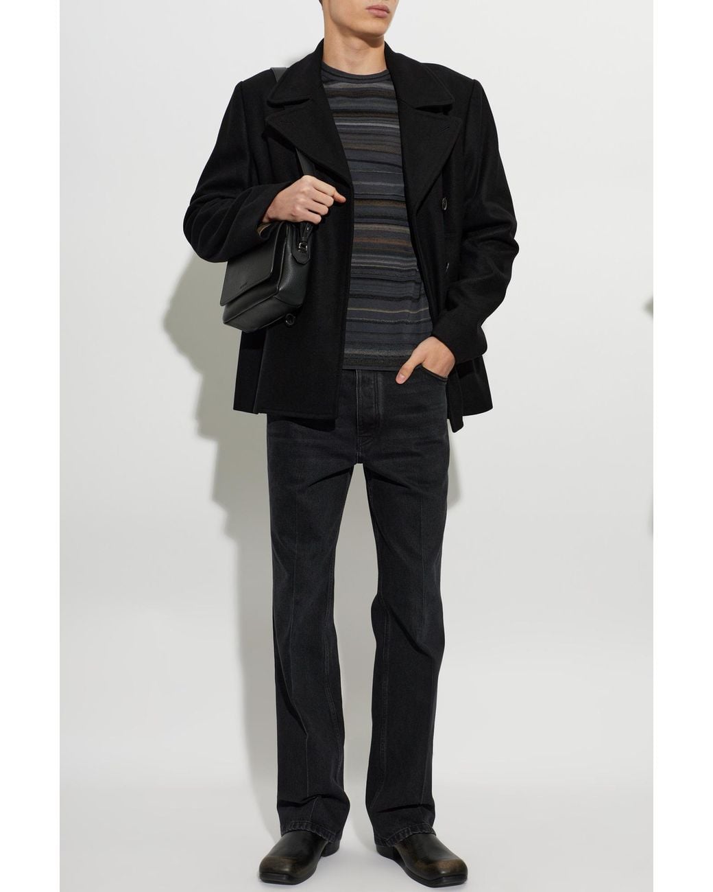 Paul Smith Black Double-Breasted Wool Coat for men