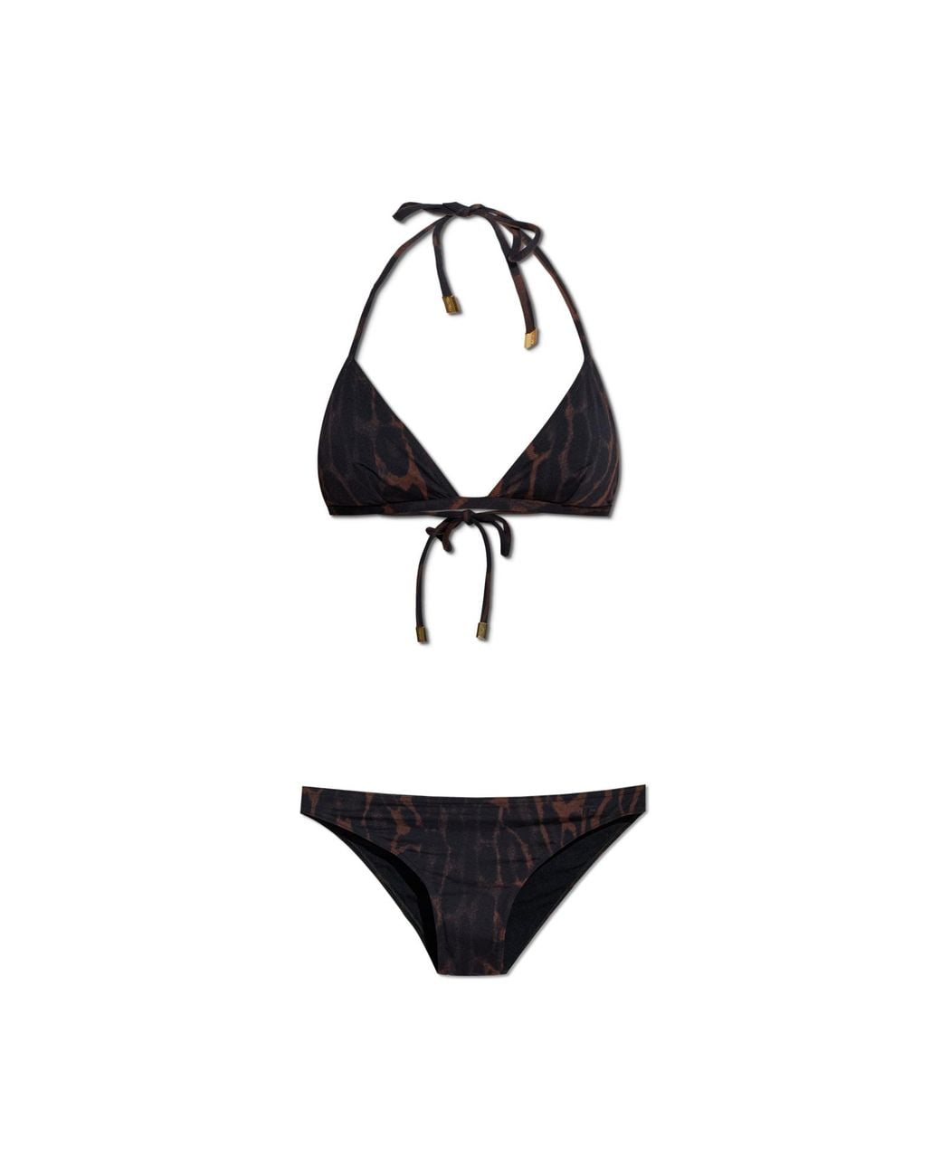 Tom Ford White Two-Piece Swimsuit With Animal Print