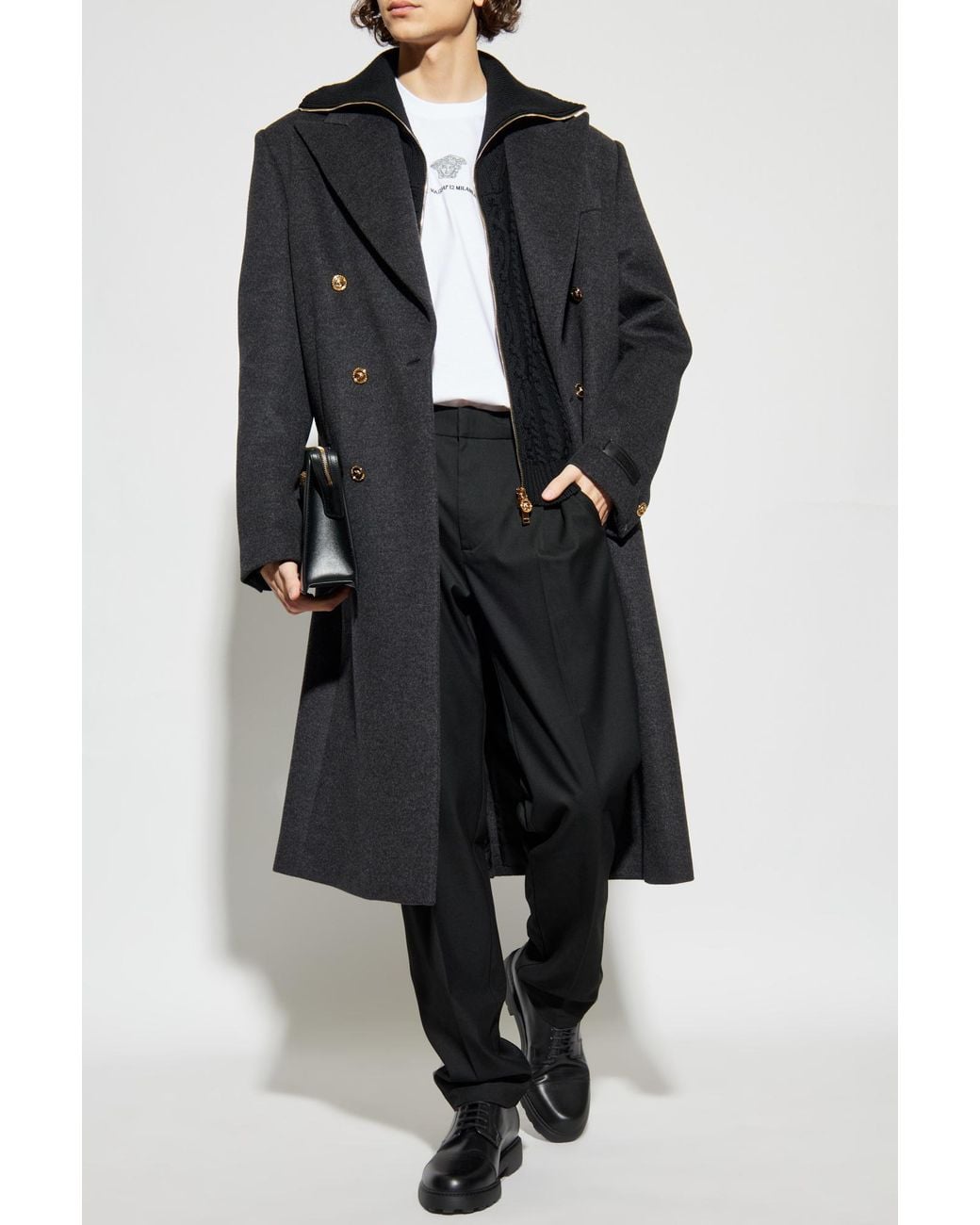 Versace Black Cardigan With Decorative Knit for men