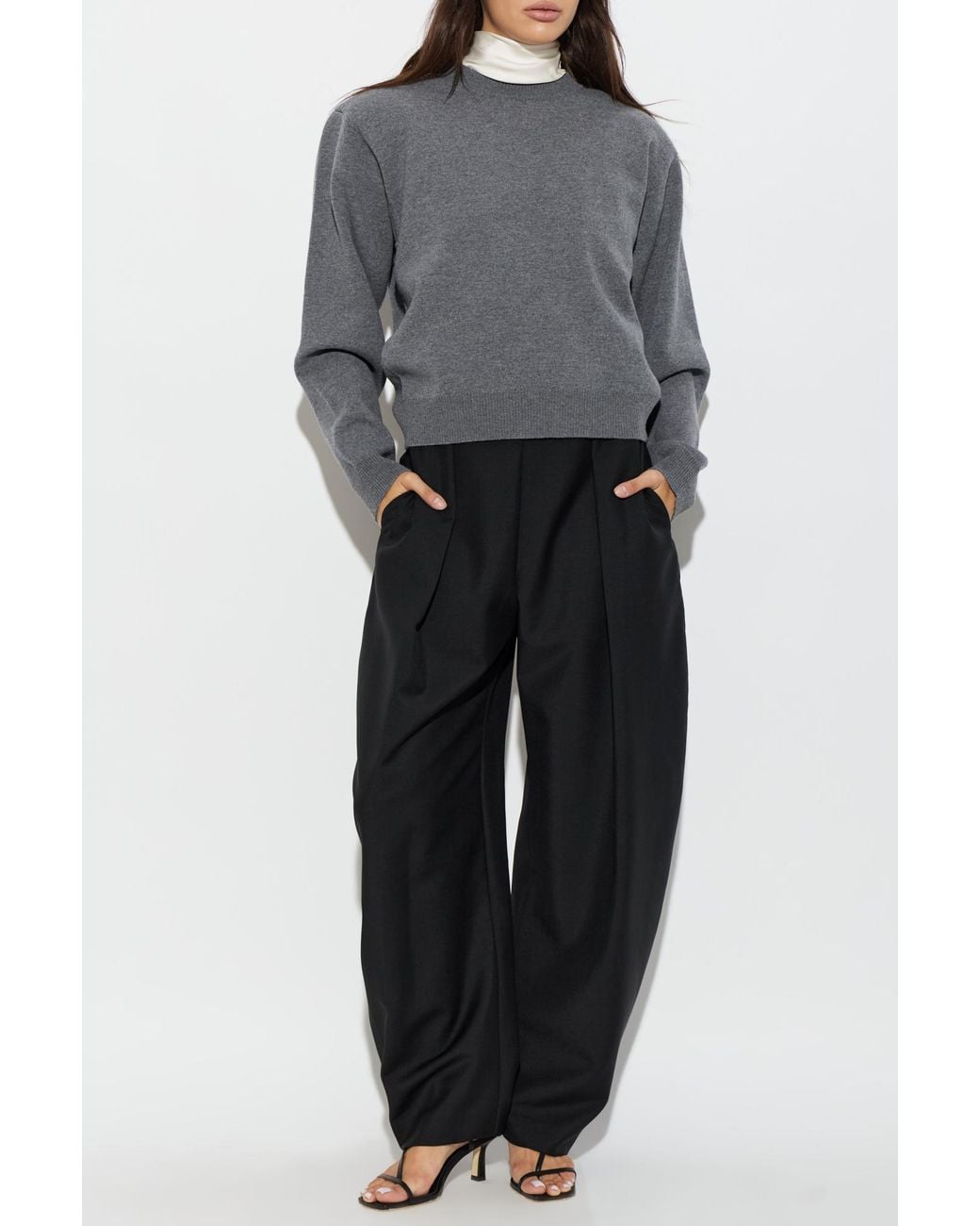 Rohe Black Wool Pleated Trousers