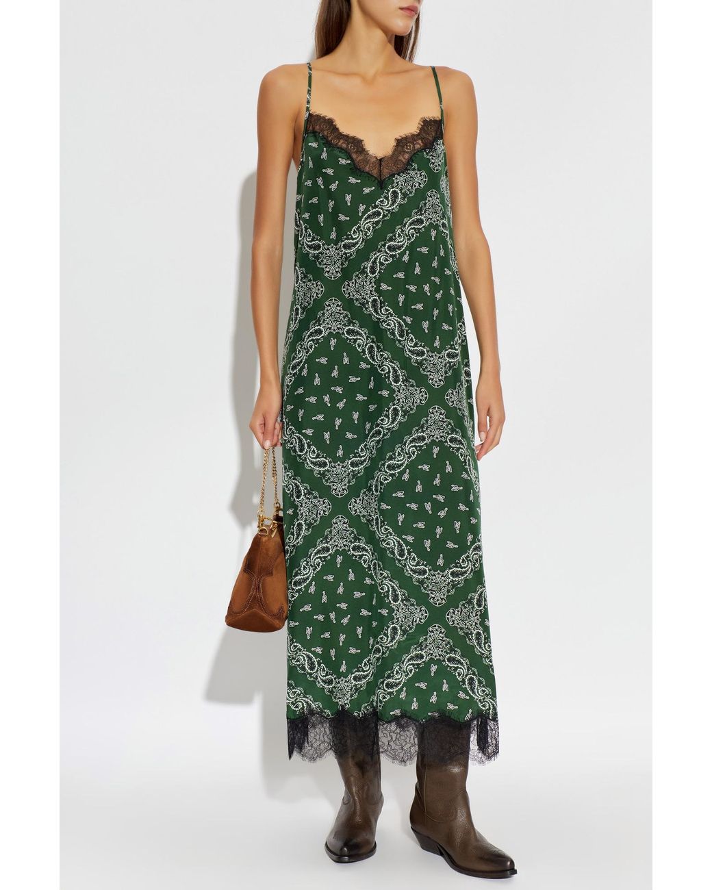 Zadig & Voltaire Green Silk Dress 'Respa'