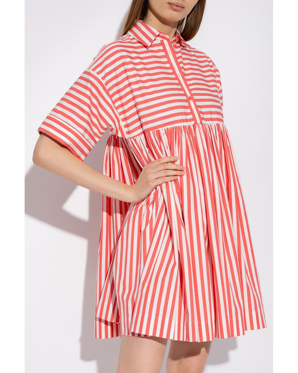 Kate Spade Cotton Striped Dress in Red | Lyst